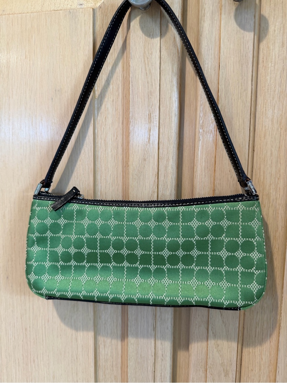 Kate Spade Vintage Y2K Green Monogram Baguette